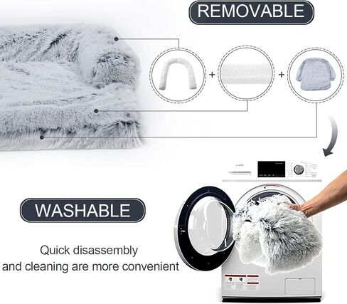 Dogs/Cats Curved Sofa Bed, Orthopedic Memory Foam Dog Bed, Removable Easy-Clean Cover Pet Bed, Couch Dog Beds for Small, Medium, Large Pets.L, Noble Grey. in Saudi Arabia