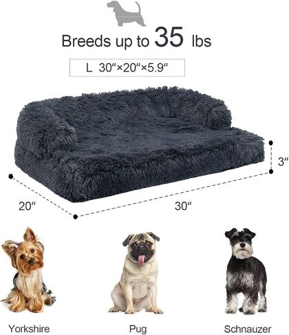 Dogs/Cats Curved Sofa Bed, Orthopedic Memory Foam Dog Bed, Removable Easy-Clean Cover Pet Bed, Couch Dog Beds for Small, Medium, Large Pets.L, Noble Grey. in Saudi Arabia