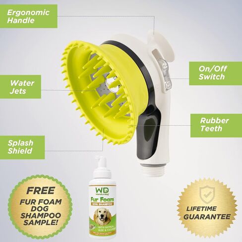 Wondurdog Bathtub Spout & Garden Hose Attachment Dog Wash Kit | Wash Your Pet. Don't Get Wet with Rubber Grooming Teeth and Splash Shield in Saudi Arabia