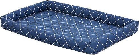 سرير كلب مصمم ليناسب الأقفاص المعدنية القابلة للطي | سلسلة أسرة الحيوانات الأليفة أشتون , Bolster Pet Bed, 24-Inch, Blue & White Diamond Pattern in Saudi Arabia