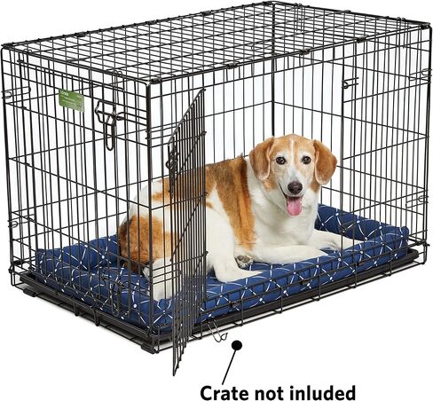 سرير كلب مصمم ليناسب الأقفاص المعدنية القابلة للطي | سلسلة أسرة الحيوانات الأليفة أشتون , Bolster Pet Bed, 24-Inch, Blue & White Diamond Pattern in Saudi Arabia