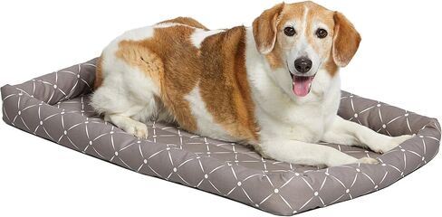 MidWest Homes for Pets 40224-BLD Quiet Time Couture Ashton Bolster Pet Bed, Small Dog/24, Blue & White Diamond Pattern in Kuwait