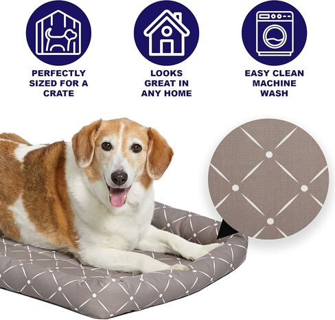MidWest Homes for Pets 40224-BLD Quiet Time Couture Ashton Bolster Pet Bed, Small Dog/24, Blue & White Diamond Pattern in Kuwait