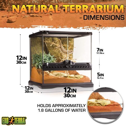 Exo Terra Glass Terrarium Kit, for Reptiles and Amphibians, Mini Wide, 12 x 12 x 12 Inches, PT2600A1 in Saudi Arabia