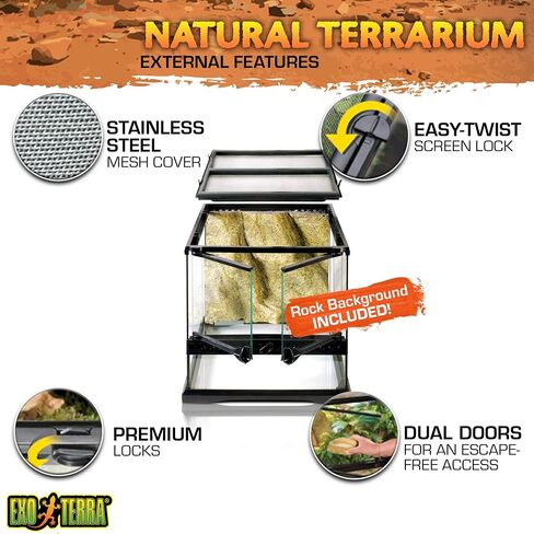 Exo Terra Glass Terrarium Kit, for Reptiles and Amphibians, Mini Wide, 12 x 12 x 12 Inches, PT2600A1 in Saudi Arabia