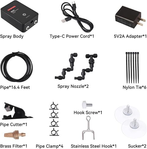 DXOPHIEX WIFI مرطبات الزواحف الزواحف مستر التلقائي نظام التغشية الزواحف تررم مستر لنباتات الغابات المطيرة والبرمائيات والزواحف مع فوهات التغشية القابلة للتعديل 360 درجة in Kuwait