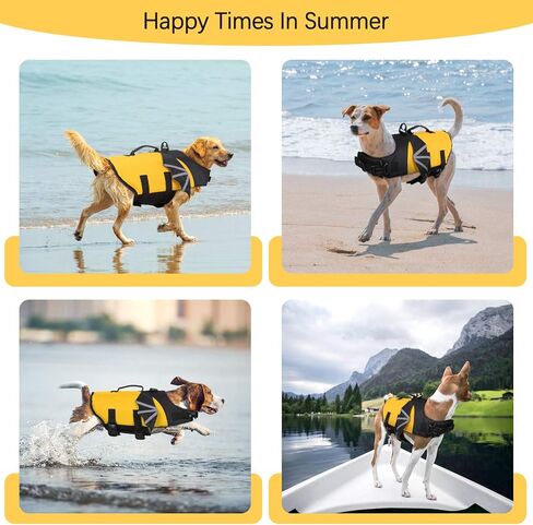 سترة نجاة للكلاب من Rozkitch كبيرة، سترة نجاة للكلاب للسباحة والقوارب، سترة نجاة للكلاب على شكل حورية البحر مع مقبض قابل للتمزق وقابلة للطفو وحافظة على ملابس الحيوانات الأليفة للكلاب على شاطئ حمام السباحة in Kuwait