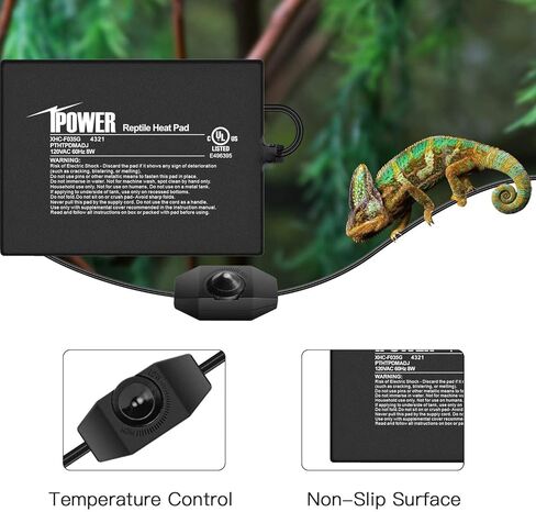 iPower 6 × 8 بوصة 8 واط حصيرة التدفئة الزواحف مع جهاز التحكم في درجة الحرارة تحت خزان وسادة الحرارة Terrarium للزواحف والبرمائيات، أسود in Kuwait