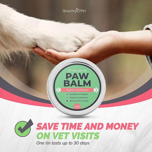Natural Lick Safe Dog Paw Balm - 100% Organic Dog Paw Pad Balm Protector, Moisturizer & Soother for Dry Cracked Paws, Hot Pavement, Winter - Heals, Repairs & Restores - Coconut Oil, Shea Butter (2oz) in Kuwait