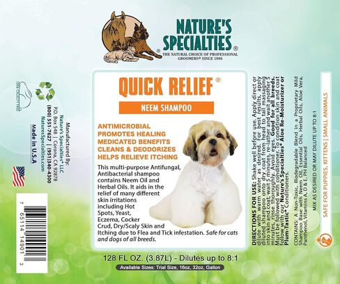 شامبو الإغاثة السريعة بالنيم للحيوانات الأليفة من شركة نيتشر سبشياليتيز، 946 مل in Kuwait