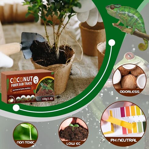 LEICHTEN جوز الهند جوز الهند الطوب الركيزة للزواحف، 3 قطع من ألياف جوز الهند العضوية الطبيعية الفراش الركيزة، امتصاص الرائحة للثعابين، السلاحف، سرطان الناسك، التنين الملتحي، أبو بريص، الضفادع in Kuwait