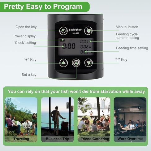 جهاز تغذية اسماك اوتوماتيكي لحوض السمك، موزع طعام اسماك تلقائي للعطلات - مقاوم للرطوبة وقابل للبرمجة لعطلة نهاية الاسبوع، جهاز تغذية اسماك كهربائي لحوض السلاحف | خزان بيتا in Kuwait