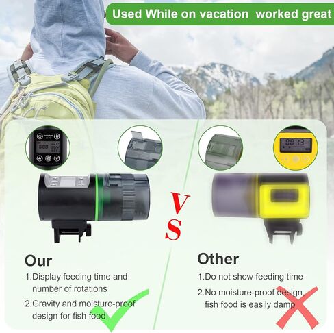 جهاز تغذية اسماك اوتوماتيكي لحوض السمك، موزع طعام اسماك تلقائي للعطلات - مقاوم للرطوبة وقابل للبرمجة لعطلة نهاية الاسبوع، جهاز تغذية اسماك كهربائي لحوض السلاحف | خزان بيتا in Kuwait