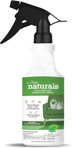 TevraPet Naturals Flea and Tick Spray for Dogs, Cats, and Home | Safe for Pets and Children | Fast Acting Essential Oils | 32 Ounces in Kuwait