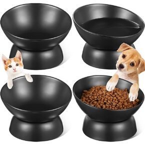 جيني اوعية طعام مرتفعة من السيراميك بتصميم مائل ومرتفع من 4 قطع، اوعية طعام للقطط مضادة للقيء ومضادة للقيء ومضادة للانزلاق ومناسبة للاستخدام في الاماكن المغلقة والجراء in Kuwait