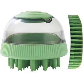 Dog Cat Bath Brush Massage Comb, Pet Shampoo Bath Brush with Shampoo Dispenser, Multifunctional Wet Dry Dual Use Pet Grooming Cleaning Comb Blue