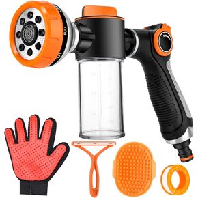 Upgrade Dog Washing Hose Attachment with Dog Washing Gloves, Pup Jet Dog Wash Hose Attachment for Watering Plants, Lawn, Patio, Car Wash, Cleaning, Showering Pet