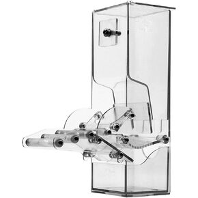 No Split Bird Seed Feeder for Cage,Parrot Automatic Foraging Systems Food Feeding Station with Perch,Heavty Acrylic,One-Step Moulding in Kuwait