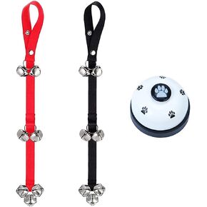 أجراس باب للكلاب من WOHENI للتدريب على استخدام الحمام، وأجراس للكلاب قابلة للتعديل لمقبض الباب، وتدريب الجراء، وكسر المنزل، والخروج من المرحاض، وأجراس عالية الصوت للغاية (أسود + أحمر) in Kuwait