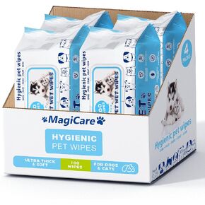 MAGICARE Pet Wipes – 400 pcs Dog Wipes – 8x8 Inch Unscented Dog Paw Cleaner Wipes for Body, Ears, Face, and Skin – Ultra Thick & Soft with Hypoallergenic Formula – Ideal Pet Wipes for Dogs & Cats in Saudi Arabia
