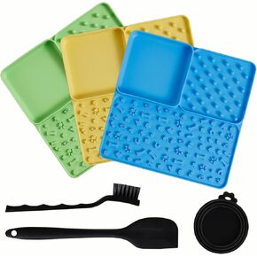 3 in 1 Lick Mat for Dogs/Cats, Dogs/Cats Lick Mat, Dogs/Cats Food Mat, Premium Lick Mats with Suction Cups, Slow Down The Pet's Eating Speed to Help Digestion(3 Pack)