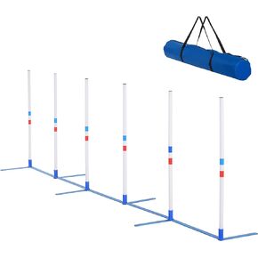 PawHut Agility Weaves Poles, Adjustable Dog Agility Kit Training Course Equipment for Puppy with Storage Bag in Saudi Arabia