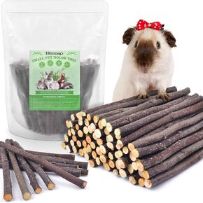 Bissap Apple Sticks for Rabbits, Natural Bunny Chew Toys and Treats for Chinchilla Guinea Pig Hamster Gerbil Small Animals Pet Apple Wood Stick Toys Teeth Grinding (230g/8.1oz) in Saudi Arabia
