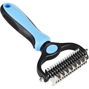 Closeep Pet Dematting Tool, 2 Sided Cat Dog Undercoat Rake Deshedding Brush for Removes Loose Knots, Mats and Tangled Hair in Kuwait