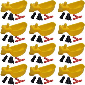 12Pcs Quail Water Cups Pigeon Automatic Bird Waterer for Cage Hang Drinker Breeding Poultry Drinking Bowls(Red)