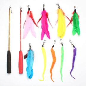 Jegtew Cat Worm Toy Refills, 11 Pcs Cat Toys Wand Replacement Accessories, Cat Wand with Bell, Interactive Cat Toy Wand Worm Refills for Cats in Kuwait