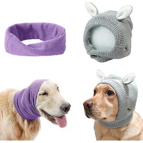 Quiet Ears for Dogs Anxiety Barking Dog Ear Covers Muffs Snood for Noise 2PCS Dog Ear Hearing Earmuffs Fireworks Protection Anti Anxiety Dog Hat for Medium to Large Dogs (Large, Black & White)