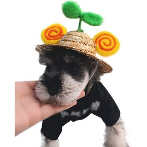 La La Pet® Adjustable Cute Mini Pet Sombrero Dog Straw Hat Cat Woven Hat Puppy Sun Bucket Cap for Small Dogs Puppy Cats Supplies (Pineapple,S)