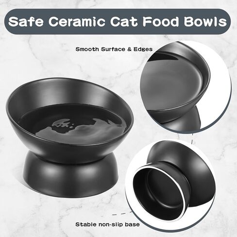 جيني اوعية طعام مرتفعة من السيراميك بتصميم مائل ومرتفع من 4 قطع، اوعية طعام للقطط مضادة للقيء ومضادة للقيء ومضادة للانزلاق ومناسبة للاستخدام في الاماكن المغلقة والجراء in Kuwait