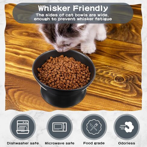 جيني اوعية طعام مرتفعة من السيراميك بتصميم مائل ومرتفع من 4 قطع، اوعية طعام للقطط مضادة للقيء ومضادة للقيء ومضادة للانزلاق ومناسبة للاستخدام في الاماكن المغلقة والجراء in Kuwait