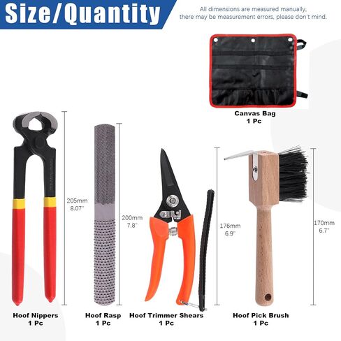 Glarks 5Pcs Professional Farrier Tool Kit, Hoof Nippers Hoof Rasp Hoof Trimming Shears Hoof Brush with Storage Bag Kit, Rasp Hoof Cutter Equestrian Supplies Set for Horses Donkeys Goats Pigs in Saudi Arabia