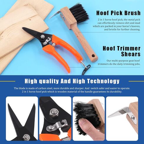 Glarks 5Pcs Professional Farrier Tool Kit, Hoof Nippers Hoof Rasp Hoof Trimming Shears Hoof Brush with Storage Bag Kit, Rasp Hoof Cutter Equestrian Supplies Set for Horses Donkeys Goats Pigs in Saudi Arabia