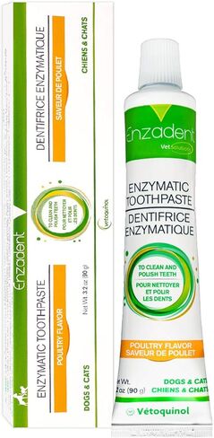 Vetoquinol Enzadent Enzymatic Toothpaste for Cats & Dogs – 3.2 oz, Poultry Flavor – Triple Enzyme Formula for Healthy Teeth & Gums – Oral Dental Care: Removes Plaque, Polishes Teeth & Freshens Breath in Saudi Arabia