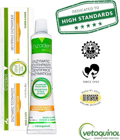 Vetoquinol Enzadent Enzymatic Toothpaste for Cats & Dogs – 3.2 oz, Poultry Flavor – Triple Enzyme Formula for Healthy Teeth & Gums – Oral Dental Care: Removes Plaque, Polishes Teeth & Freshens Breath in Saudi Arabia