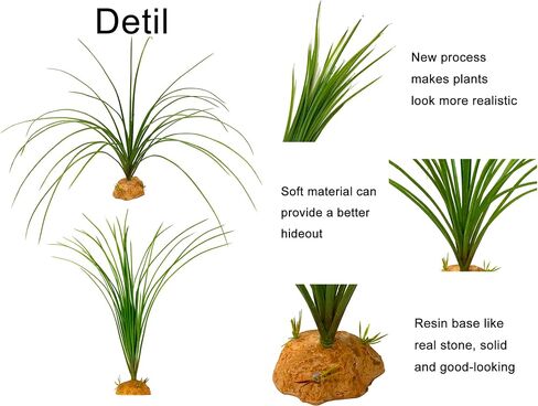 Woyrise Reptile Artificial Plants Terrarium Decor, Amphibian Habitat Hideout Bearded Dragon Tank Decorations fit Crested Gecko Leopard Lizard Chameleon Ball Python Snake Frog - Calamus in Saudi Arabia