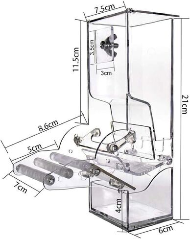 No Split Bird Seed Feeder for Cage,Parrot Automatic Foraging Systems Food Feeding Station with Perch,Heavty Acrylic,One-Step Moulding in Kuwait