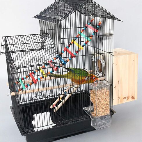 No Split Bird Seed Feeder for Cage,Parrot Automatic Foraging Systems Food Feeding Station with Perch,Heavty Acrylic,One-Step Moulding in Kuwait