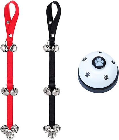 أجراس باب للكلاب من WOHENI للتدريب على استخدام الحمام، وأجراس للكلاب قابلة للتعديل لمقبض الباب، وتدريب الجراء، وكسر المنزل، والخروج من المرحاض، وأجراس عالية الصوت للغاية (أسود + أحمر) in Kuwait