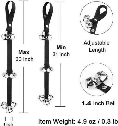 أجراس باب للكلاب من WOHENI للتدريب على استخدام الحمام، وأجراس للكلاب قابلة للتعديل لمقبض الباب، وتدريب الجراء، وكسر المنزل، والخروج من المرحاض، وأجراس عالية الصوت للغاية (أسود + أحمر) in Kuwait