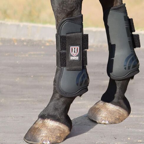 حذاء Harrison Howard Horse Tendon مفتوح من الأمام/حذاء Fetlock للأحذية الواقية للحصان للقفز، مجموعة من 4 قطع لركوب الخيل in Kuwait
