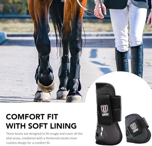 حذاء Harrison Howard Horse Tendon مفتوح من الأمام/حذاء Fetlock للأحذية الواقية للحصان للقفز، مجموعة من 4 قطع لركوب الخيل in Kuwait