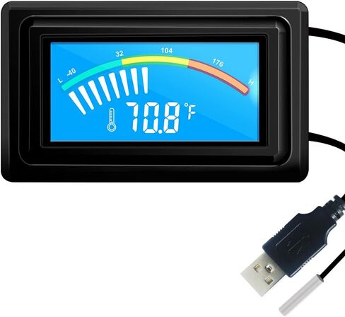KETOTEK ميزان الحرارة الرقمي مقياس درجة الحرارة USB مزود الطاقة مع مسبار مستشعر لحوض السمك وحافظات الكمبيوتر وحاضنات الحاضنات وتسلق الحيوانات الأليفة فهرنهايت ودرجة مئوية شاشة LCD in Saudi Arabia