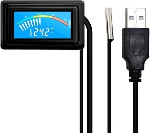 KETOTEK ميزان الحرارة الرقمي مقياس درجة الحرارة USB مزود الطاقة مع مسبار مستشعر لحوض السمك وحافظات الكمبيوتر وحاضنات الحاضنات وتسلق الحيوانات الأليفة فهرنهايت ودرجة مئوية شاشة LCD in Saudi Arabia