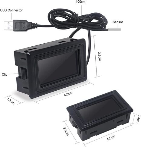 KETOTEK ميزان الحرارة الرقمي مقياس درجة الحرارة USB مزود الطاقة مع مسبار مستشعر لحوض السمك وحافظات الكمبيوتر وحاضنات الحاضنات وتسلق الحيوانات الأليفة فهرنهايت ودرجة مئوية شاشة LCD in Saudi Arabia