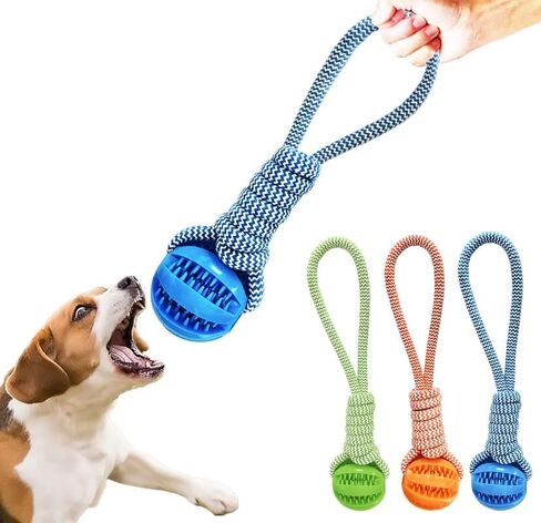 العاب مضغ للكلاب من نيشنج، 3 قطع من العاب كرات الحبل للجلب والشد للسلالات الكبيرة/المتوسطة، لعبة تسنين تفاعلية لتوزيع المكافآت، لعبة مضغ للجراء غير سامة in Kuwait
