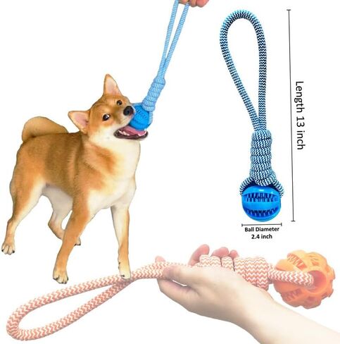 العاب مضغ للكلاب من نيشنج، 3 قطع من العاب كرات الحبل للجلب والشد للسلالات الكبيرة/المتوسطة، لعبة تسنين تفاعلية لتوزيع المكافآت، لعبة مضغ للجراء غير سامة in Kuwait